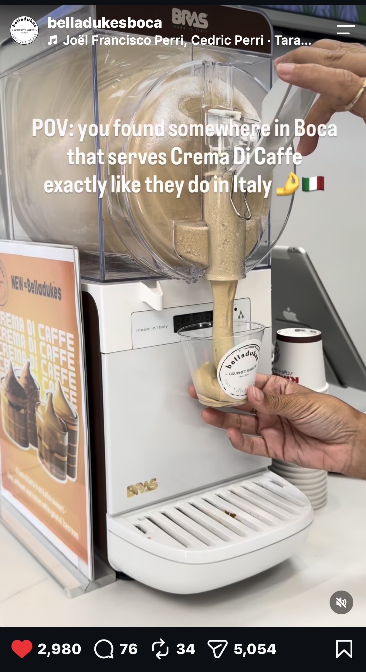 Belladukes Instagram post, Crema Di Caffe